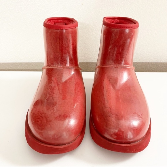 UGGs Red Clear Ankle Winter Rain Boots Slip-On size 9 - Picture 5 of 5